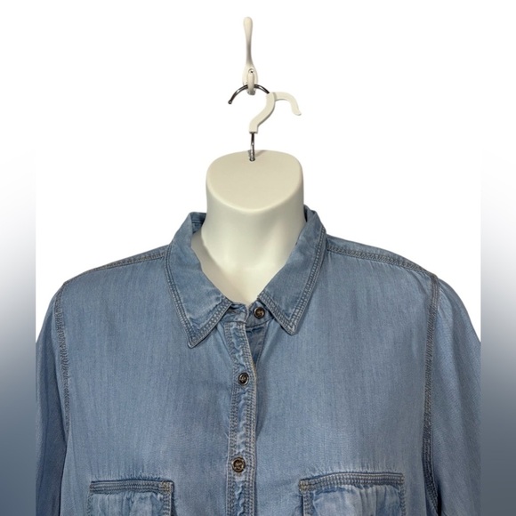 Penningtons, Plus Size Lyocell Denim Shirt, 2X, Blue - Picture 3 of 8
